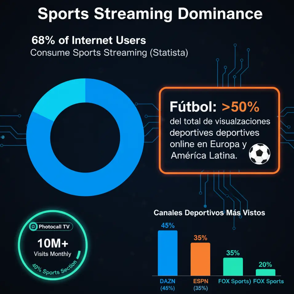 El fútbol representa más del 50% del total de visualizaciones deportivas online